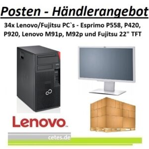 Posten & Händlerangebot - 34x Lenovo/Fujistu Tower + 34x 22" Fujitsu TFT
